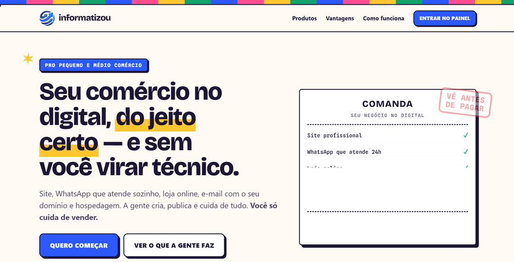 Página inicial do Informatizou